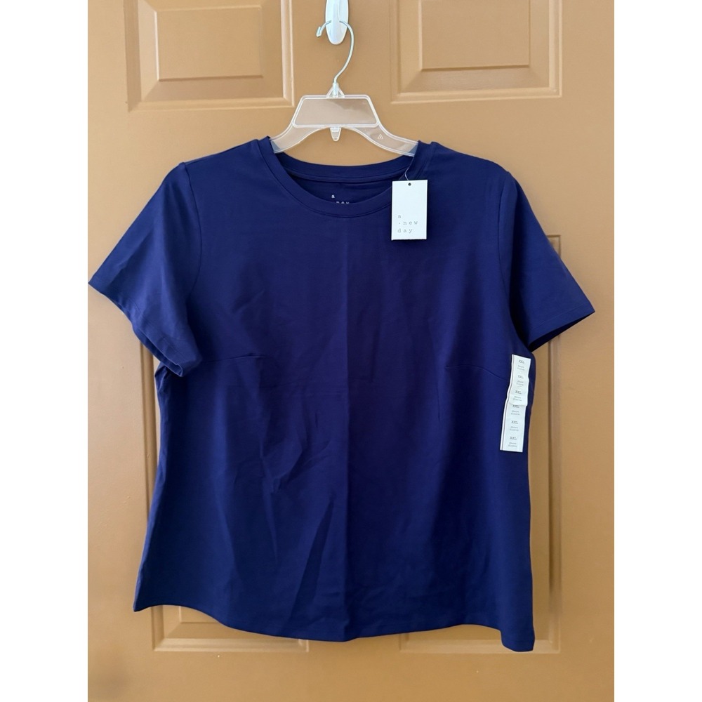 Women's Navy Blue Crewneck  Short Sleeve T-Shirt ~ A New Day Size XXL NWT